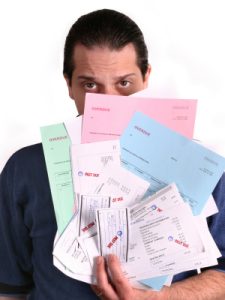 man deep in debt