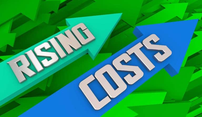 Two large arrows labeled "Rising" and "Costs" point upward, surrounded by smaller green arrows—a clear sign that a financial planner might help navigate these challenges.