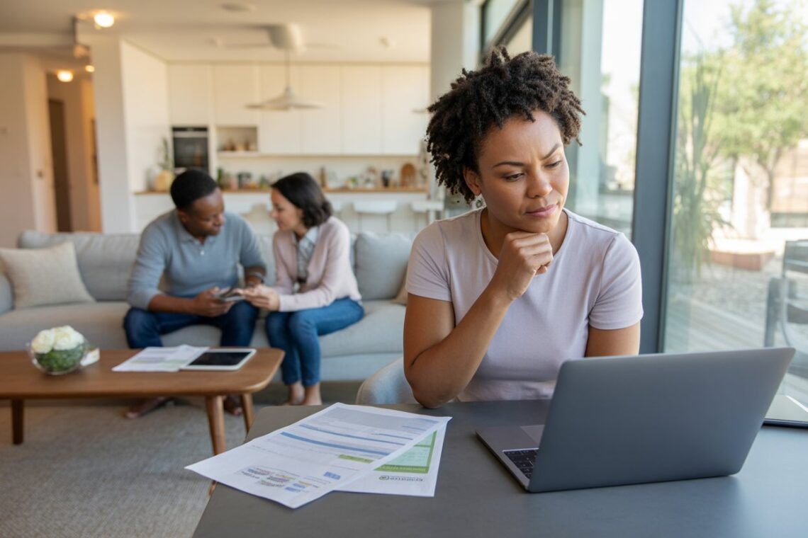 Husband stealing money from wife illustrated through a realistic financial discussion scene.