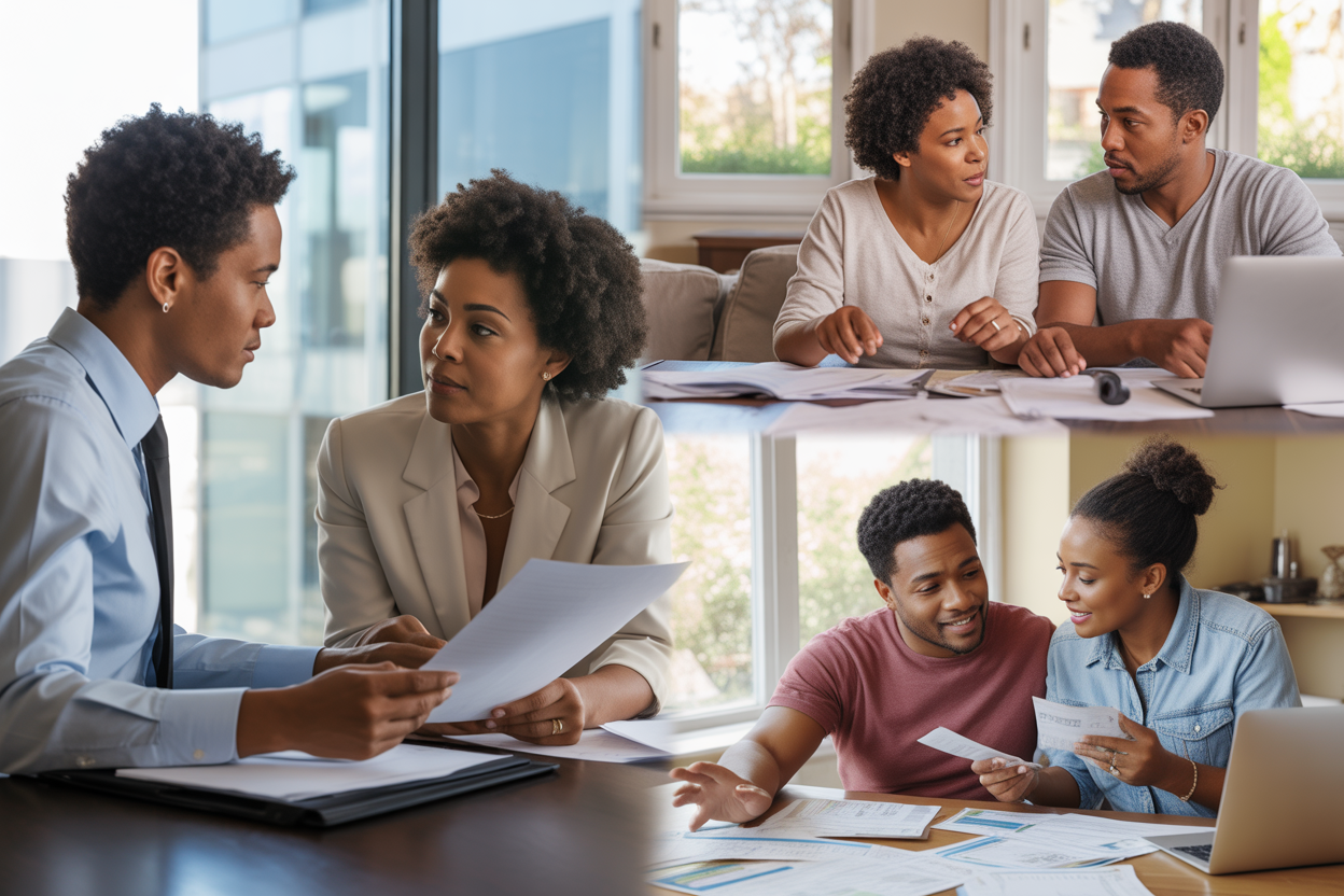 African American couple reviewing finances while learning why you should never pay a charge-off without a plan.